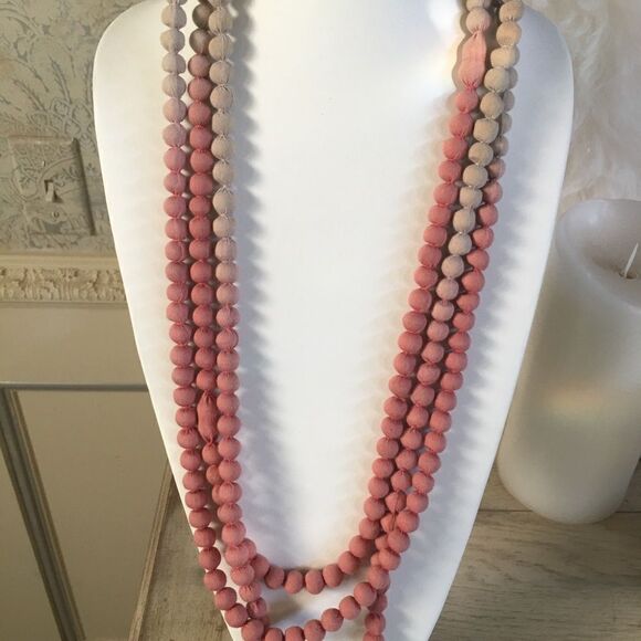 LONG THREE Strand Pink Ombre Fabric Ball - Picture 2 of 16